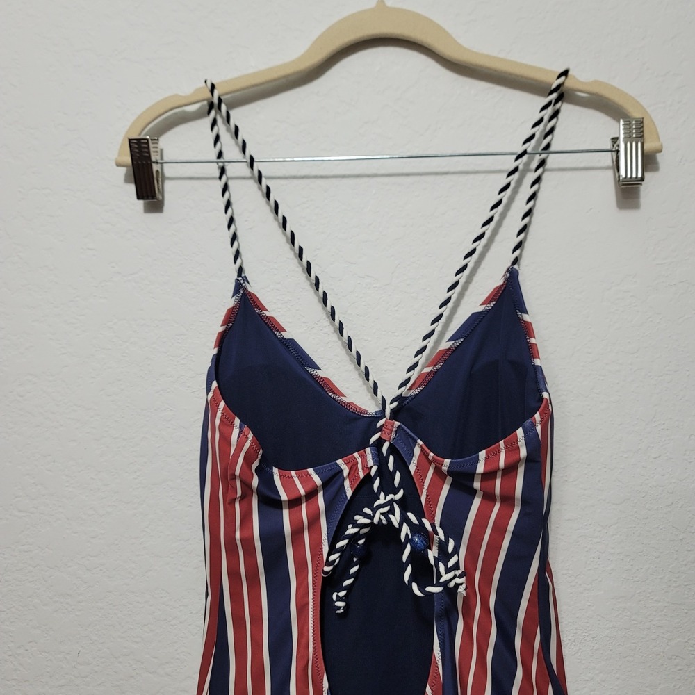 aerie Striped One-Piece Swimsuit in Navy, Red & White - Picture 12 of 14